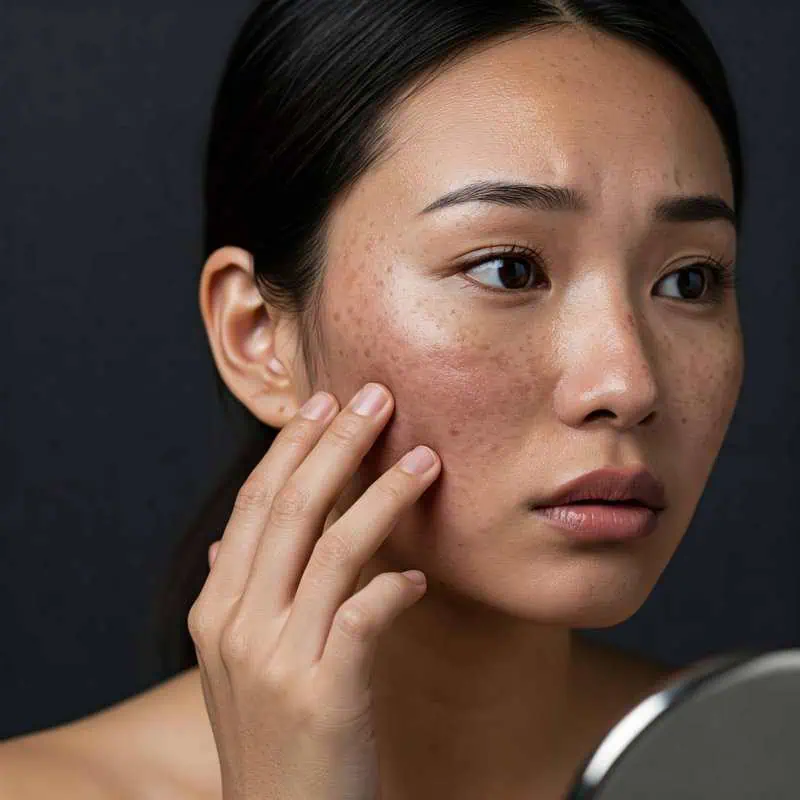 A woman is receiving RF Microneedling in Glen Allen, VA at Aesthetic Center of Richmond Dermatology